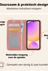Nomfy Hoesje Geschikt voor Samsung S24 FE Hoes Bookcase Flipcase Book Cover Met 2x Screenprotector - Hoes Geschikt voor Samsung Galaxy S24 FE Hoesje Book Case - Rosé goud