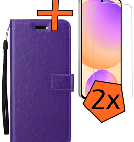 Nomfy Nomfy Samsung Galaxy S24 FE Hoesje Bookcase Met 2x Screenprotector - Paars