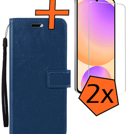 Nomfy Nomfy Samsung Galaxy S24 FE Hoesje Bookcase Met 2x Screenprotector - Donkerblauw