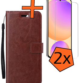 Nomfy Nomfy Samsung Galaxy S24 FE Hoesje Bookcase Met 2x Screenprotector - Bruin