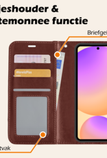 Nomfy Hoesje Geschikt voor Samsung S24 FE Hoes Bookcase Flipcase Book Cover Met 2x Screenprotector - Hoes Geschikt voor Samsung Galaxy S24 FE Hoesje Book Case - Bruin