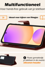 Nomfy Hoesje Geschikt voor Samsung S24 FE Hoes Bookcase Flipcase Book Cover Met 2x Screenprotector - Hoes Geschikt voor Samsung Galaxy S24 FE Hoesje Book Case - Bruin