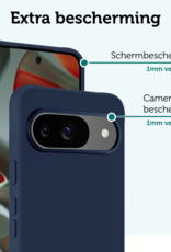Forterra Hoesje Geschikt voor Google Pixel 9 Hoesje Siliconen Case Hoes - Hoes Geschikt voor Google Pixel 9 Hoes Cover Case - Donkerblauw