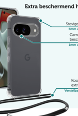 Forterra Hoesje Geschikt voor Google Pixel 9 Hoesje Siliconen Shock Proof Hoesje Met Koord Case Met Telefoonkoord - Hoes Geschikt voor Google Pixel 9 Hoesje Cover Shockproof Met Koord - Transparant