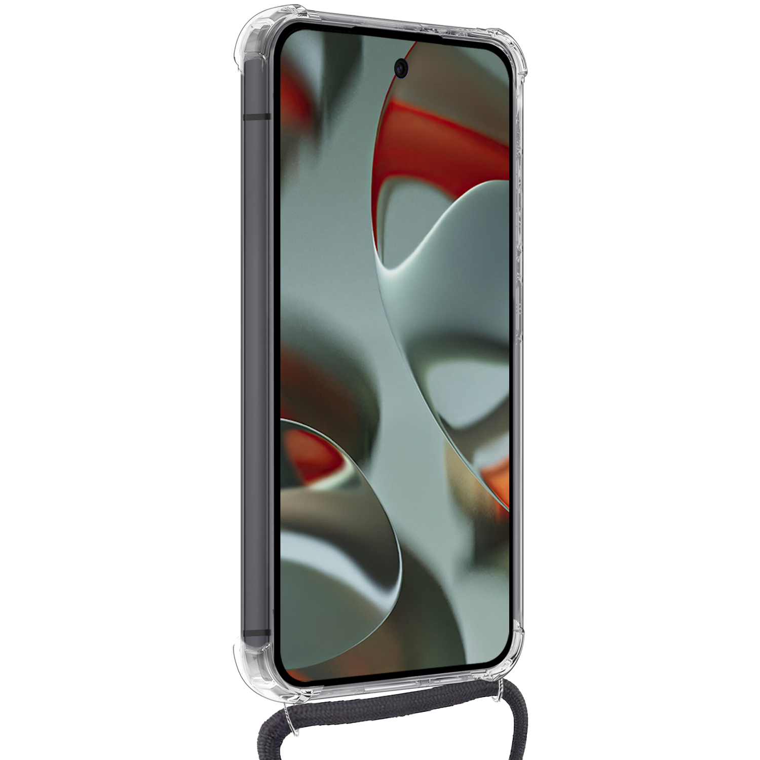 Forterra Hoesje Geschikt voor Google Pixel 9 Hoesje Siliconen Shock Proof Hoesje Met Koord Case Met Telefoonkoord - Hoes Geschikt voor Google Pixel 9 Hoesje Cover Shockproof Met Koord - Transparant