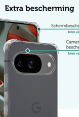 Forterra Hoesje Geschikt voor Google Pixel 9 Hoesje Siliconen Shock Proof Case Hoes Met Screenprotector - Hoes Geschikt voor Google Pixel 9 Hoes Cover Case Shockproof - Transparant