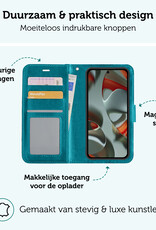 Forterra Hoesje Geschikt voor Google Pixel 9 Pro Hoesje Book Case Hoes Portemonnee Cover Walletcase Met 2x Screenprotector - Hoes Geschikt voor Google Pixel 9 Pro Hoes Bookcase Hoesje - Turquoise