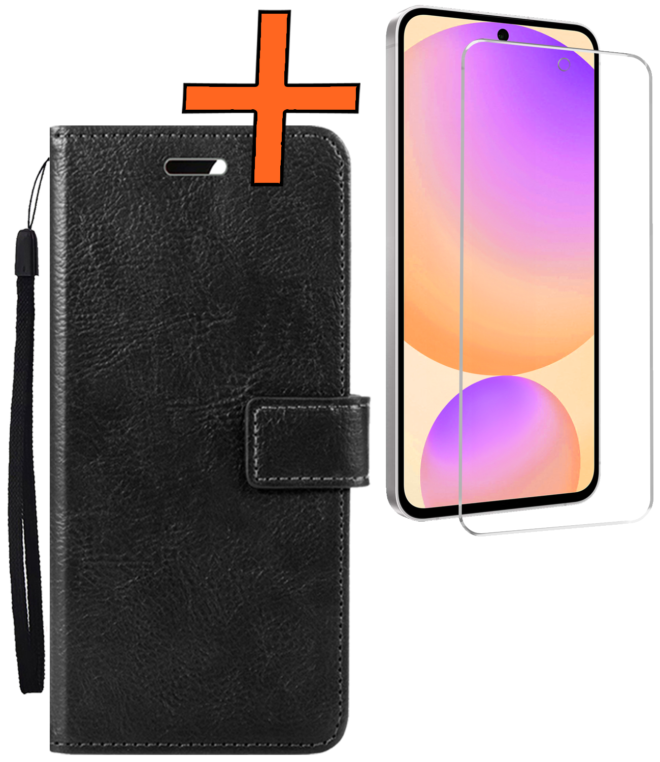 Nomfy Hoesje Geschikt voor Samsung S24 FE Hoes Bookcase Flipcase Book Cover Met Screenprotector - Hoes Geschikt voor Samsung Galaxy S24 FE Hoesje Book Case - Zwart