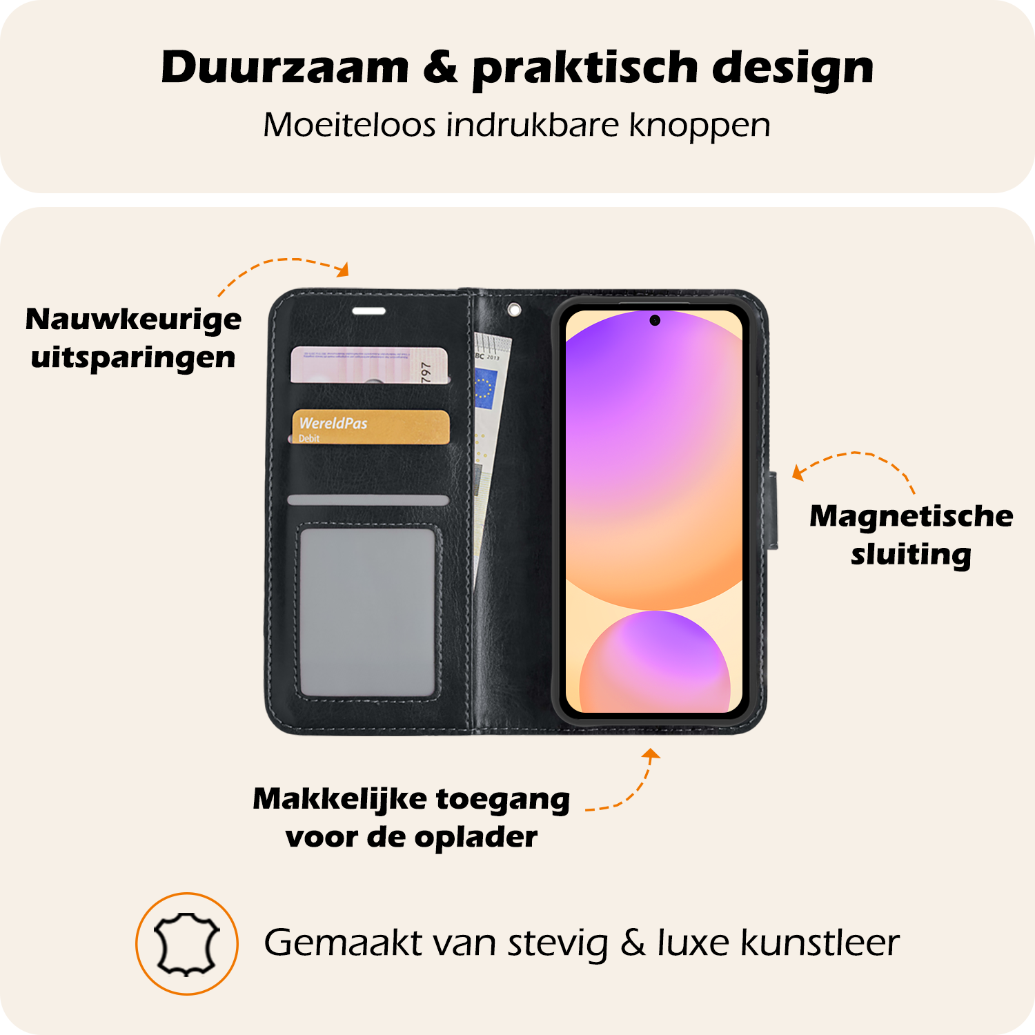 Nomfy Hoesje Geschikt voor Samsung S24 FE Hoes Bookcase Flipcase Book Cover Met Screenprotector - Hoes Geschikt voor Samsung Galaxy S24 FE Hoesje Book Case - Zwart