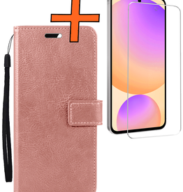 Nomfy Nomfy Samsung Galaxy S24 FE Hoesje Bookcase Met Screenprotector - Rose Goud