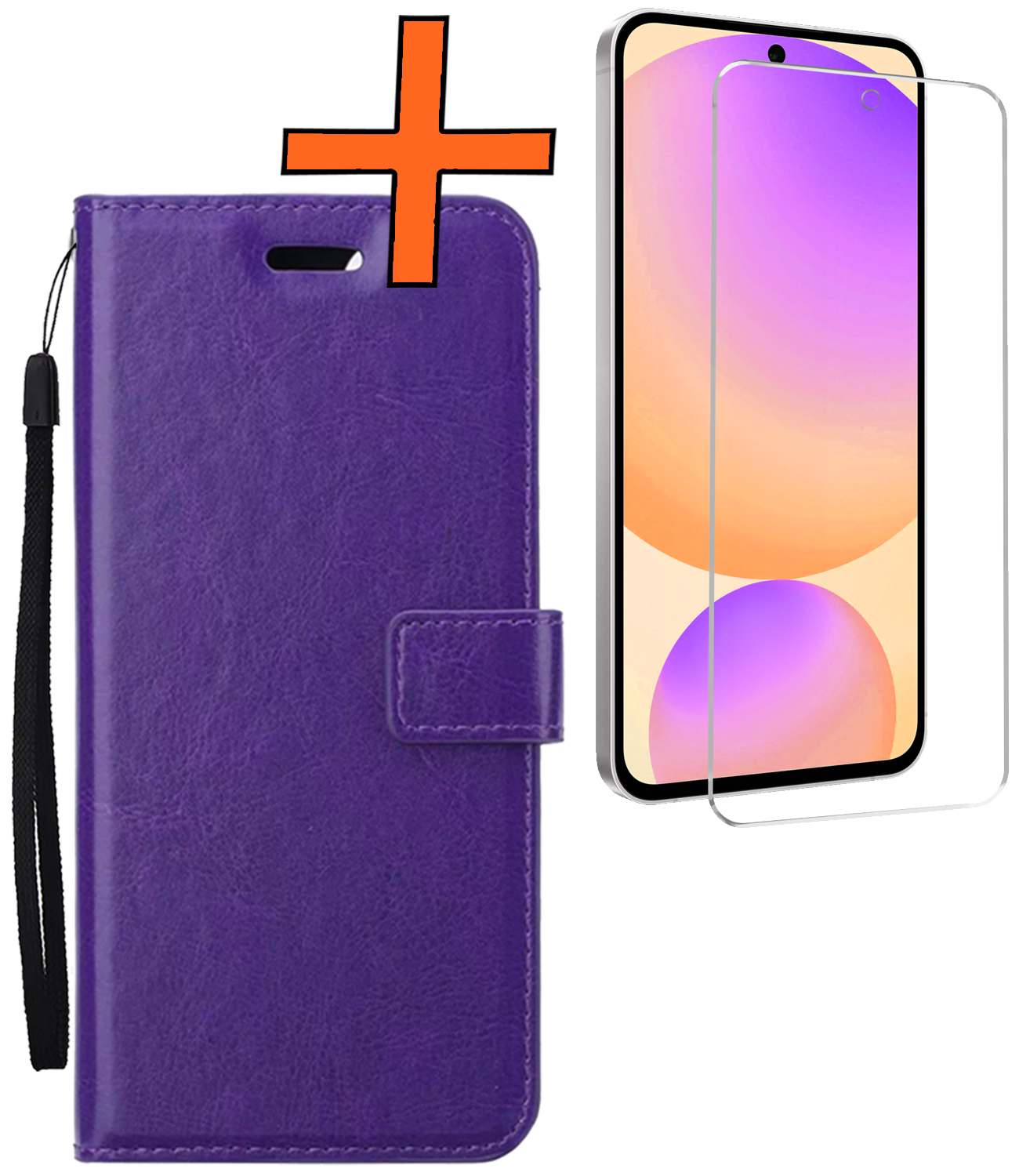 Nomfy Hoesje Geschikt voor Samsung S24 FE Hoes Bookcase Flipcase Book Cover Met Screenprotector - Hoes Geschikt voor Samsung Galaxy S24 FE Hoesje Book Case - Paars
