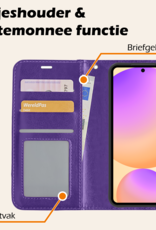 Nomfy Hoesje Geschikt voor Samsung S24 FE Hoes Bookcase Flipcase Book Cover Met Screenprotector - Hoes Geschikt voor Samsung Galaxy S24 FE Hoesje Book Case - Paars