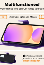 Nomfy Hoesje Geschikt voor Samsung S24 FE Hoes Bookcase Flipcase Book Cover Met Screenprotector - Hoes Geschikt voor Samsung Galaxy S24 FE Hoesje Book Case - Paars