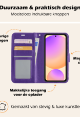 Nomfy Hoesje Geschikt voor Samsung S24 FE Hoes Bookcase Flipcase Book Cover Met Screenprotector - Hoes Geschikt voor Samsung Galaxy S24 FE Hoesje Book Case - Paars