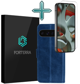 Forterra Forterra Google Pixel 9 Pro Hoesje Bookcase Met Screenprotector - Donkerblauw