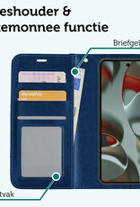 Forterra Hoesje Geschikt voor Google Pixel 9 Pro Hoesje Book Case Hoes Portemonnee Cover Walletcase Met Screenprotector - Hoes Geschikt voor Google Pixel 9 Pro Hoes Bookcase Hoesje - Donkerblauw