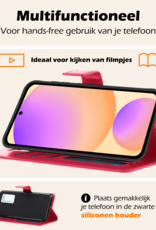 Nomfy Hoesje Geschikt voor Samsung S24 FE Hoes Bookcase Flipcase Book Cover Met Screenprotector - Hoes Geschikt voor Samsung Galaxy S24 FE Hoesje Book Case - Donkerroze
