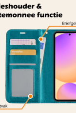 Nomfy Hoesje Geschikt voor Samsung S24 FE Hoes Bookcase Flipcase Book Cover - Hoes Geschikt voor Samsung Galaxy S24 FE Hoesje Book Case - Turquoise