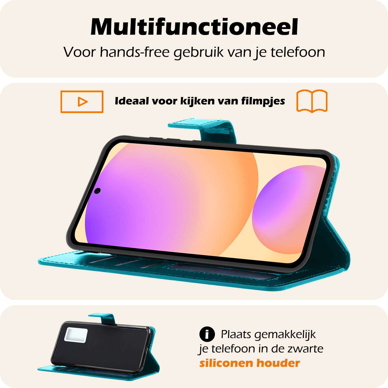 Nomfy Hoesje Geschikt voor Samsung S24 FE Hoes Bookcase Flipcase Book Cover - Hoes Geschikt voor Samsung Galaxy S24 FE Hoesje Book Case - Turquoise