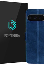Forterra Hoesje Geschikt voor Google Pixel 9 Pro Hoesje Book Case Hoes Portemonnee Cover Walletcase - Hoes Geschikt voor Google Pixel 9 Pro Hoes Bookcase Hoesje - Donkerblauw
