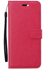 Nomfy Hoesje Geschikt voor Samsung S24 FE Hoes Bookcase Flipcase Book Cover - Hoes Geschikt voor Samsung Galaxy S24 FE Hoesje Book Case - Donkerroze