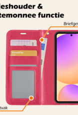 Nomfy Hoesje Geschikt voor Samsung S24 FE Hoes Bookcase Flipcase Book Cover - Hoes Geschikt voor Samsung Galaxy S24 FE Hoesje Book Case - Donkerroze