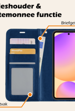 Nomfy Hoesje Geschikt voor Samsung S24 FE Hoes Bookcase Flipcase Book Cover - Hoes Geschikt voor Samsung Galaxy S24 FE Hoesje Book Case - Donkerblauw