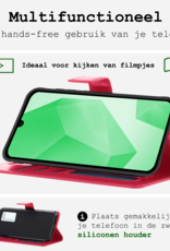 BASEY. Hoes Geschikt voor Samsung A16 Hoesje Bookcase Hoes Flip Case Book Cover - Hoesje Geschikt voor Samsung Galaxy A16 Hoes Book Case Hoesje - Donkerroze