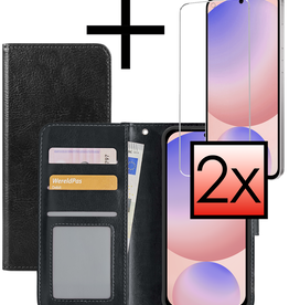 NoXx NoXx Samsung Galaxy S24 FE Hoesje Bookcase Met 2x Screenprotector - Zwart