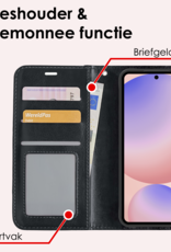NoXx Hoes Geschikt voor Samsung S24 FE Hoesje Book Case Hoes Flip Cover Wallet Bookcase Met 2x Screenprotector - Zwart