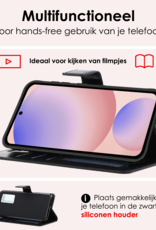 NoXx Hoes Geschikt voor Samsung S24 FE Hoesje Book Case Hoes Flip Cover Wallet Bookcase Met 2x Screenprotector - Zwart