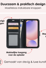 NoXx Hoes Geschikt voor Samsung S24 FE Hoesje Book Case Hoes Flip Cover Wallet Bookcase Met 2x Screenprotector - Zwart