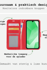 BASEY. Hoes Geschikt voor Samsung A16 Hoesje Bookcase Hoes Flip Case Book Cover - Hoesje Geschikt voor Samsung Galaxy A16 Hoes Book Case Hoesje - Rood