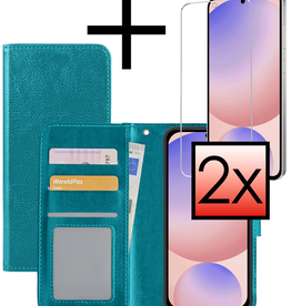 NoXx NoXx Samsung Galaxy S24 FE Hoesje Bookcase Met 2x Screenprotector - Turquoise