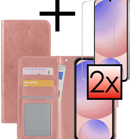 NoXx NoXx Samsung Galaxy S24 FE Hoesje Bookcase Met 2x Screenprotector - Rose Goud