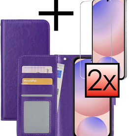 NoXx NoXx Samsung Galaxy S24 FE Hoesje Bookcase Met 2x Screenprotector - Paars
