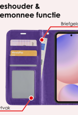NoXx Hoes Geschikt voor Samsung S24 FE Hoesje Book Case Hoes Flip Cover Wallet Bookcase Met 2x Screenprotector - Paars
