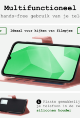 BASEY. Hoes Geschikt voor Samsung A16 Hoesje Bookcase Hoes Flip Case Book Cover - Hoesje Geschikt voor Samsung Galaxy A16 Hoes Book Case Hoesje - Rosé goud