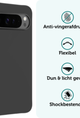 Forterra Hoesje Geschikt voor Google Pixel 9 Pro Hoesje Siliconen Case Hoes Met Screenprotector - Hoes Geschikt voor Google Pixel 9 Pro Hoes Cover Case - Zwart
