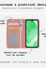 BASEY. Hoes Geschikt voor Samsung A16 Hoesje Bookcase Hoes Flip Case Book Cover - Hoesje Geschikt voor Samsung Galaxy A16 Hoes Book Case Hoesje - Rosé goud