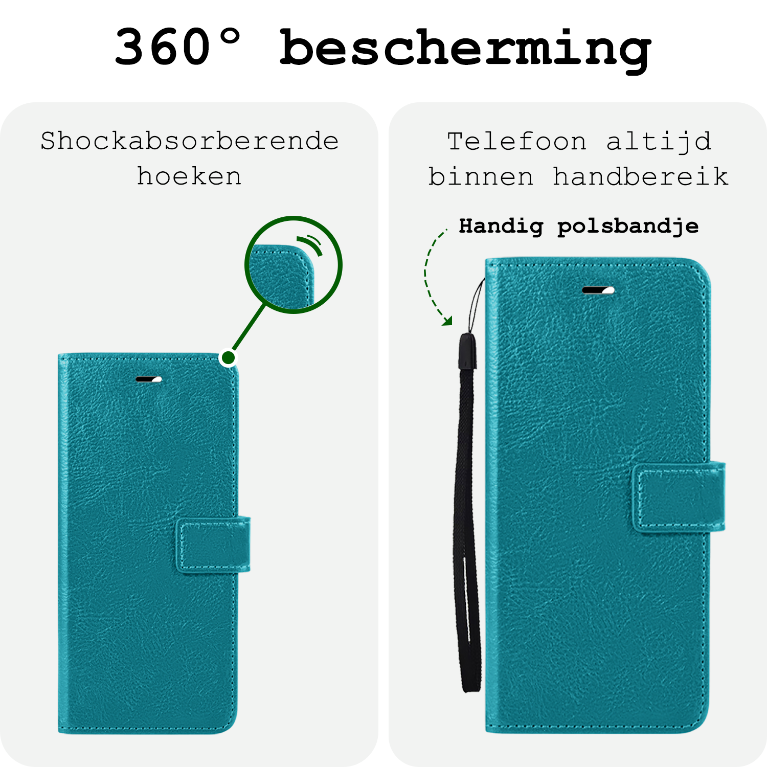 BASEY. Hoes Geschikt voor Samsung A16 Hoesje Bookcase Hoes Flip Case Book Cover - Hoesje Geschikt voor Samsung Galaxy A16 Hoes Book Case Hoesje - Turquoise