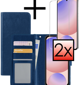 NoXx NoXx Samsung Galaxy S24 FE Hoesje Bookcase Met 2x Screenprotector - Donkerblauw