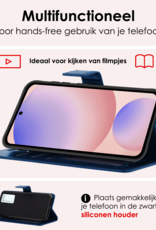 NoXx Hoes Geschikt voor Samsung S24 FE Hoesje Book Case Hoes Flip Cover Wallet Bookcase Met 2x Screenprotector - Donkerblauw