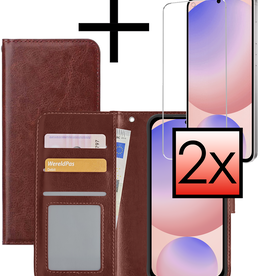 NoXx NoXx Samsung Galaxy S24 FE Hoesje Bookcase Met 2x Screenprotector - Bruin