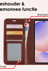 NoXx Hoes Geschikt voor Samsung S24 FE Hoesje Book Case Hoes Flip Cover Wallet Bookcase Met 2x Screenprotector - Bruin