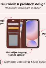 NoXx Hoes Geschikt voor Samsung S24 FE Hoesje Book Case Hoes Flip Cover Wallet Bookcase Met 2x Screenprotector - Bruin
