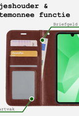 BASEY. Hoes Geschikt voor Samsung A16 Hoesje Bookcase Hoes Flip Case Book Cover Met Screenprotector - Hoesje Geschikt voor Samsung Galaxy A16 Hoes Book Case Hoesje - Bruin