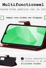 BASEY. Hoes Geschikt voor Samsung A16 Hoesje Bookcase Hoes Flip Case Book Cover Met Screenprotector - Hoesje Geschikt voor Samsung Galaxy A16 Hoes Book Case Hoesje - Bruin