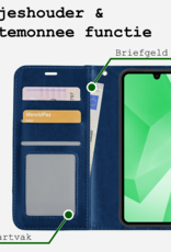 BASEY. Hoes Geschikt voor Samsung A16 Hoesje Bookcase Hoes Flip Case Book Cover Met Screenprotector - Hoesje Geschikt voor Samsung Galaxy A16 Hoes Book Case Hoesje - Donkerblauw