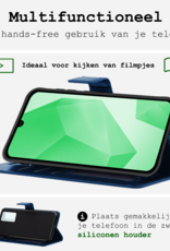 BASEY. Hoes Geschikt voor Samsung A16 Hoesje Bookcase Hoes Flip Case Book Cover Met Screenprotector - Hoesje Geschikt voor Samsung Galaxy A16 Hoes Book Case Hoesje - Donkerblauw